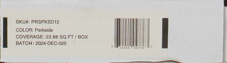 Prestige Impact Collection - Parkside SPC Rigid Core Waterproof Flooring 7" x 60" Waterproof Luxury Vinyl Plank Flooring with Attached Pad PARK SQFT Price : 3.39 label