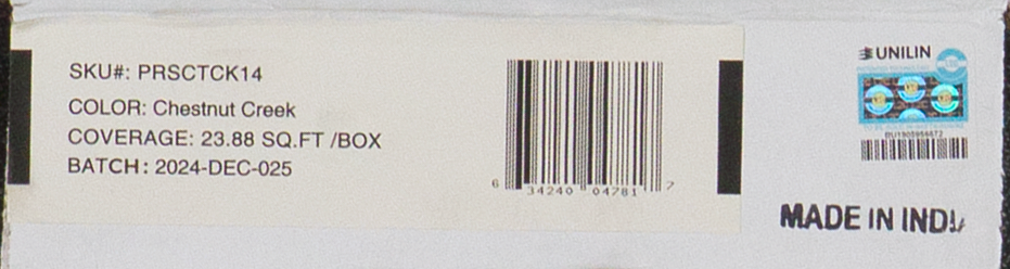 Prestige Impact Collection - Chestnut Creek SPC Rigid Core Waterproof Flooring 7" x 60" Waterproof Luxury Vinyl Plank Flooring with Attached Pad CREEK SQFT Price : 3.39 label