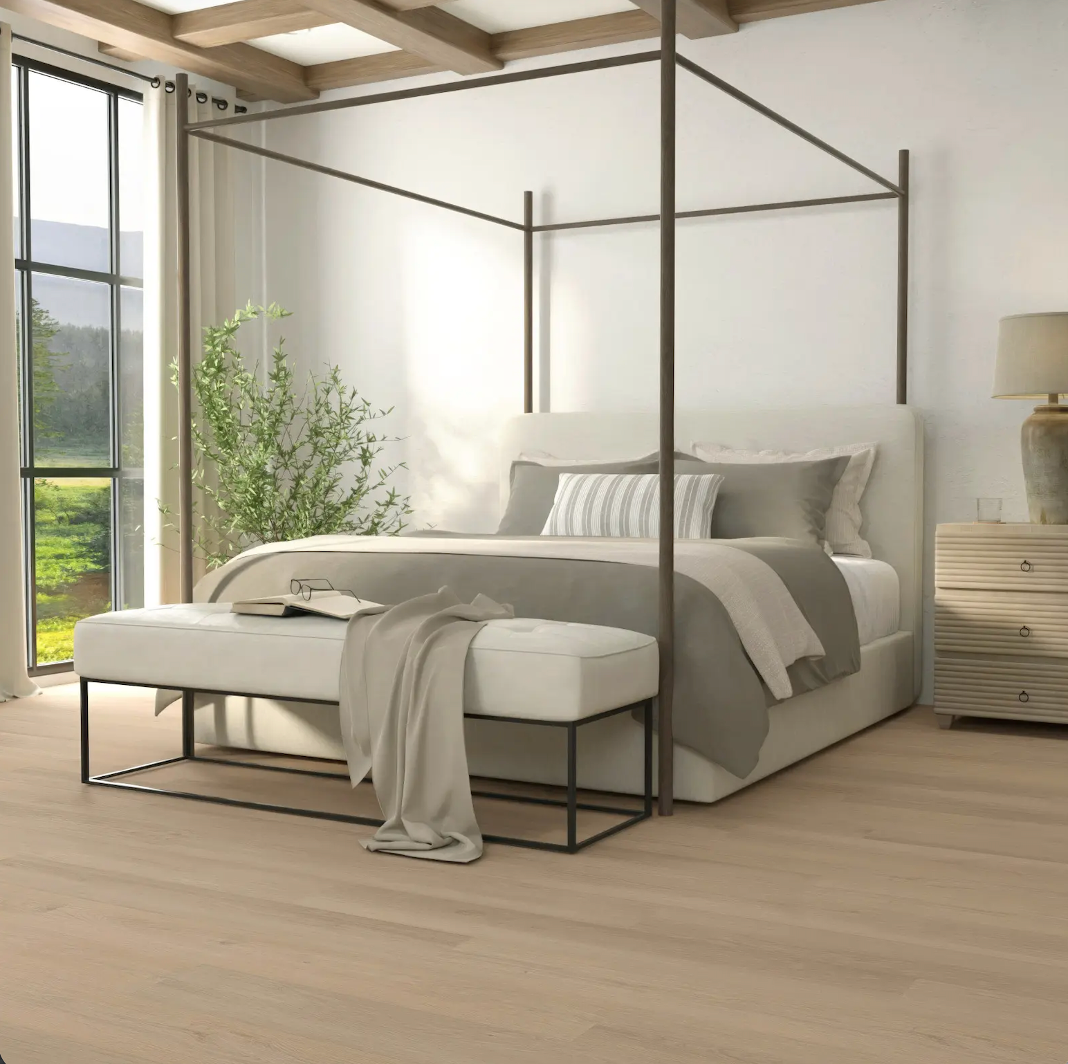 Cali Floors Pacifica Collection - Walnut Shell Pacifica - 10mm - 7.69" x 47.81" Waterproof Laminate With Attached Pad 1000 room