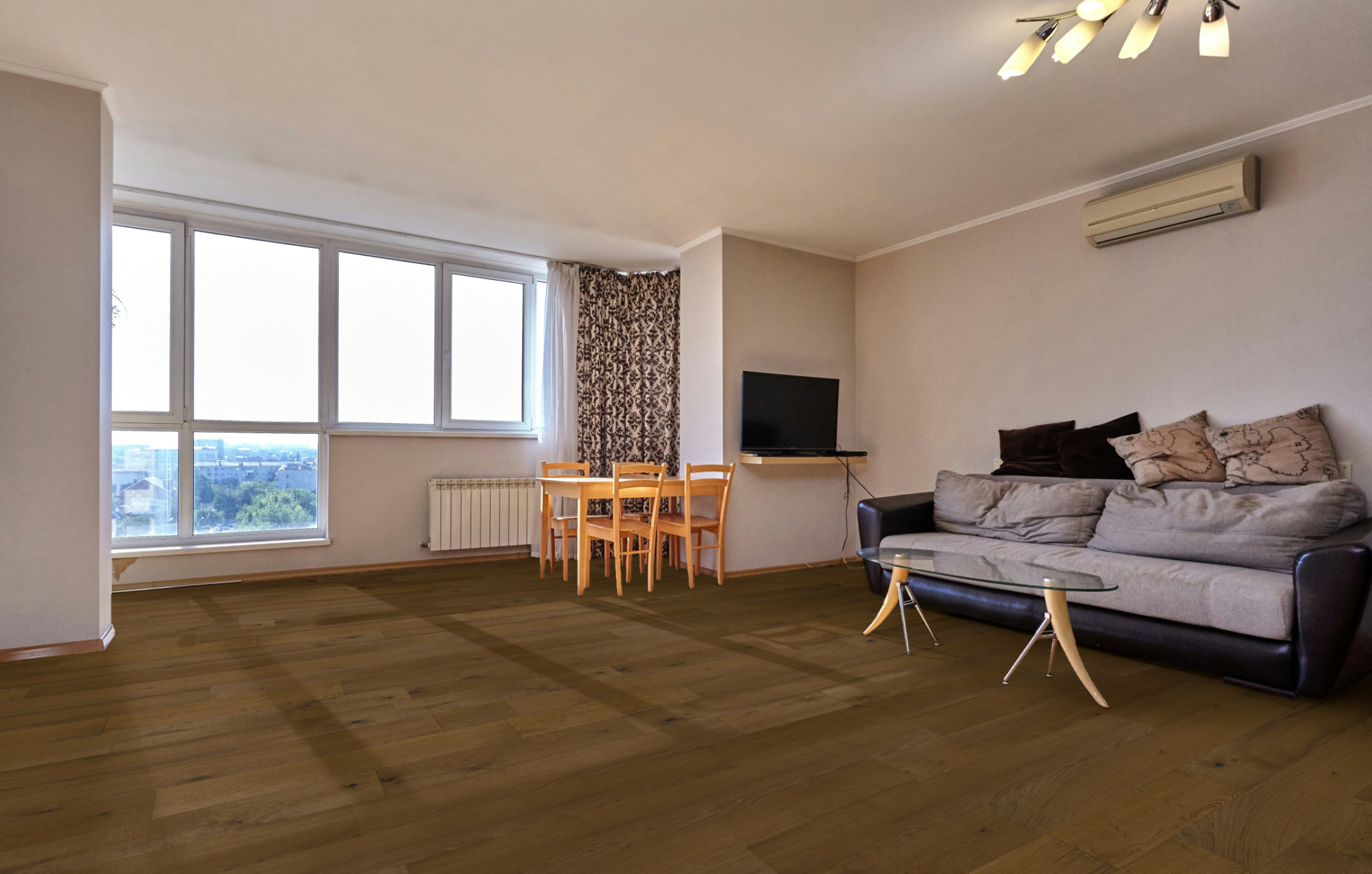Home Legend DesignTek - Wire Brushed Antigua Oak - Engineered Hardwood Flooring 9" Wide 9/16" Thick room
