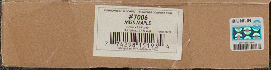 Good Fellow Cushion Tech - Miss Maple Waterproof Luxury Vinyl Plank 7.7mm 7" x 60" label