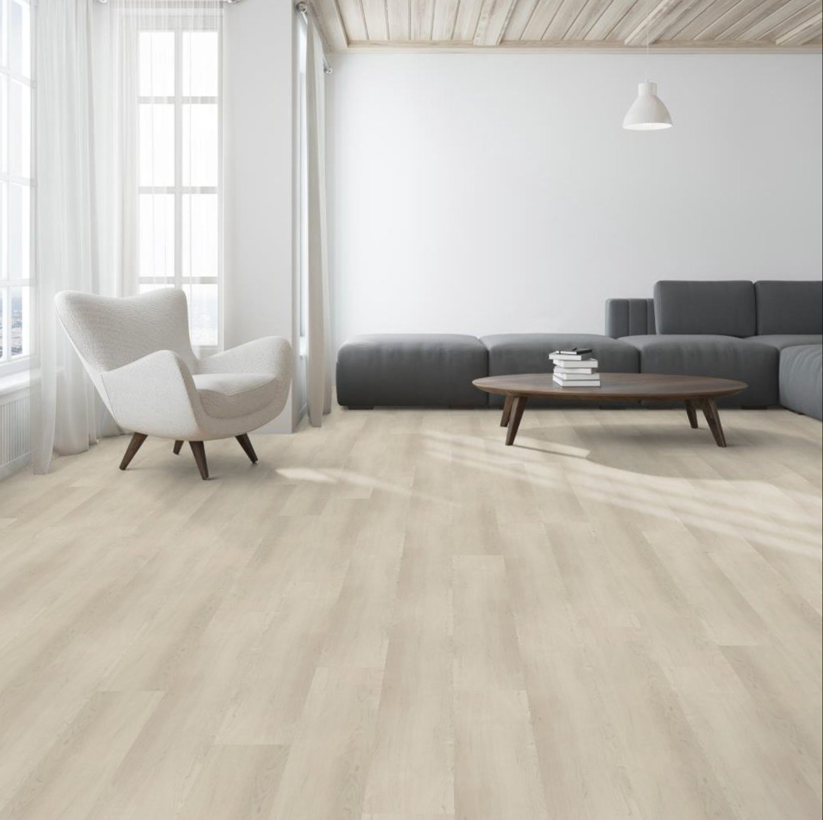Shaw Commercial Grain Floating - Alablaster- 7" x 48" Luxury Vinyl Plank V043600150