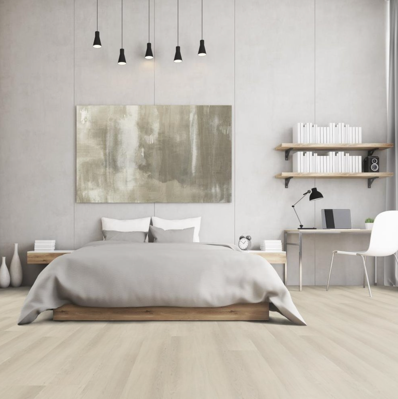 Shaw Commercial Grain Floating - Alablaster- 7" x 48" Luxury Vinyl Plank V043600150 room