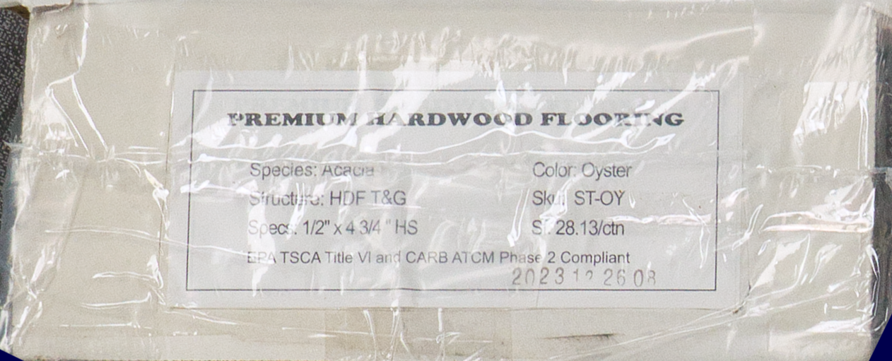 Baroque Flooring - Oyster 4.75" Wide x 1/2" Thick - Engineered Hardwood Flooring LABEL