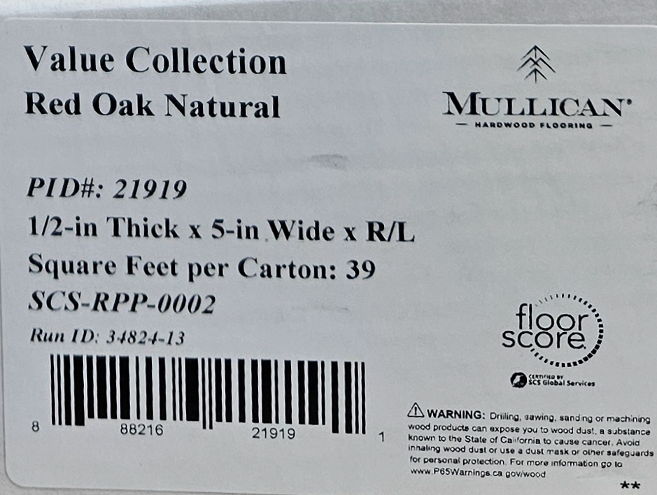 Mullican Value Grade Collection - Red Oak Natural 5" Wide 1/2" Engineered Hardwood Flooring