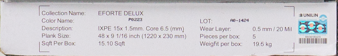 SUPER PREMIUM QUALITY - Eforte Delux Rustic Barn Oak - 9"x48" Rigid Core Luxury Vinyl Plank Flooring