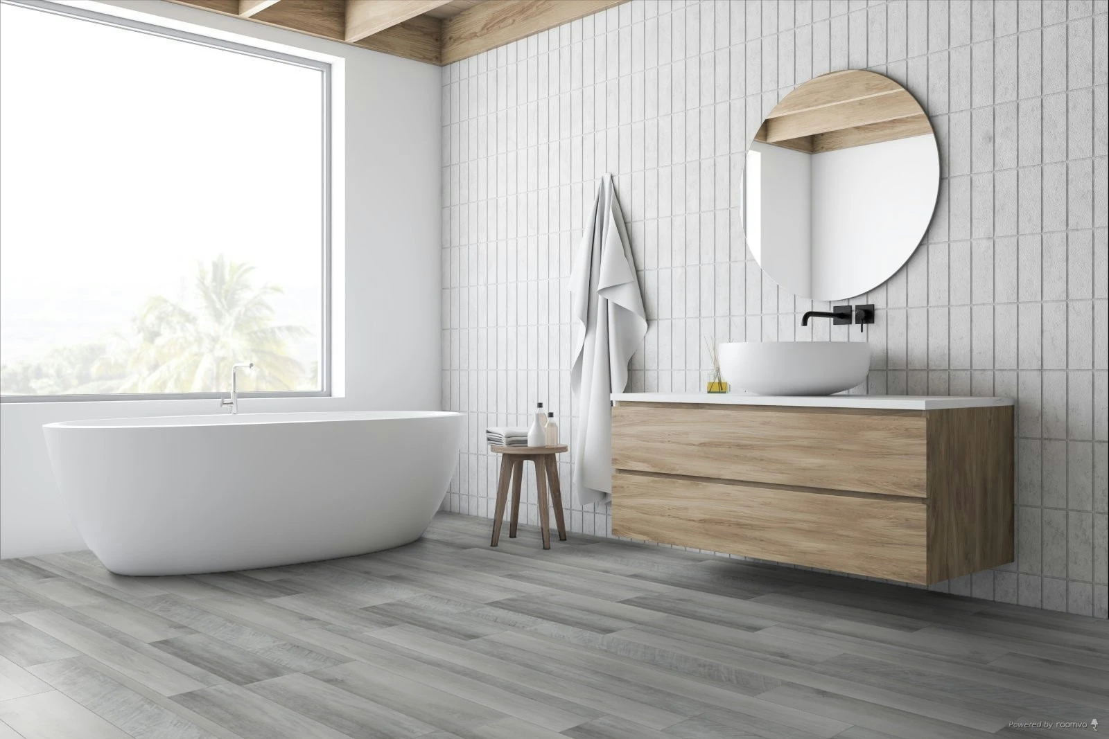 Shaw Coretec Sky Light Oak Waterproof Vinyl Luxury Plank Flooring 7"x 48" room