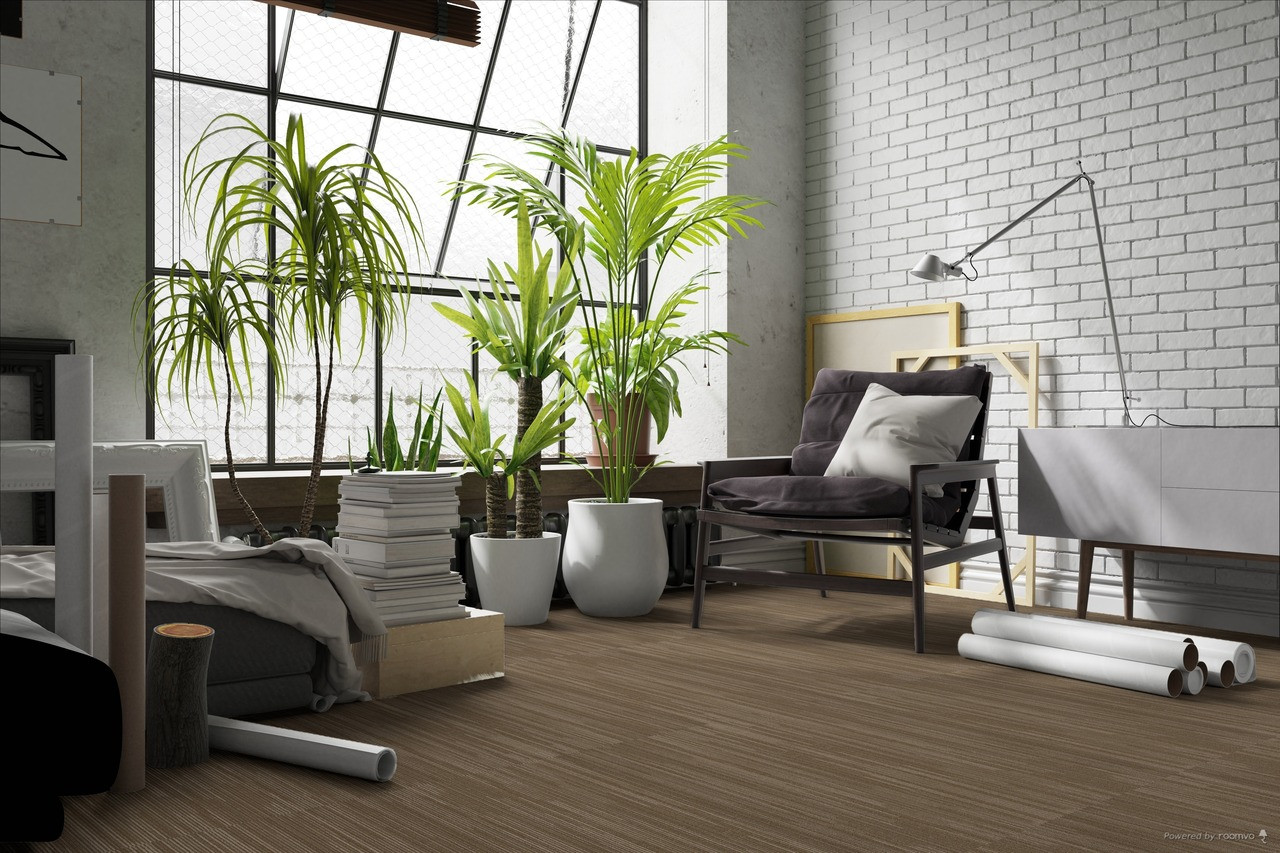 Shaw Analog 18"x36" Carpet Tile Caramel room