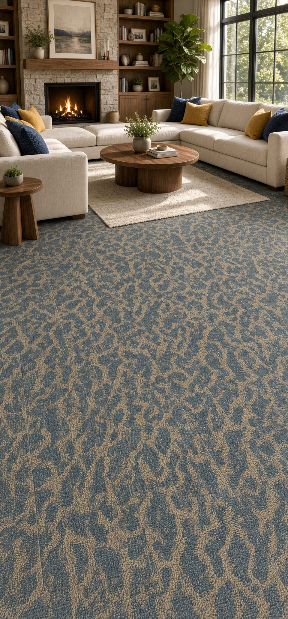 Shaw Blossom 18"x36" Light Blue Carpet Tile room
