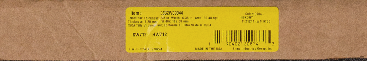 Shaw Repel High Plains Hickory Hardwood Kohl 6.38" Wide 3/8" Thick Engineered Wirebrushed Hickory Hardwood