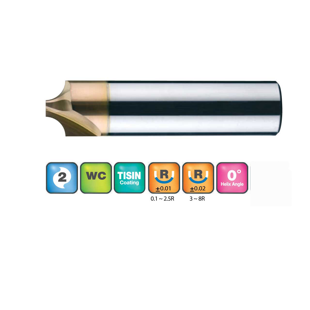 0.2mm 2 Flute Corner Rounding Cutter - JJ Tools