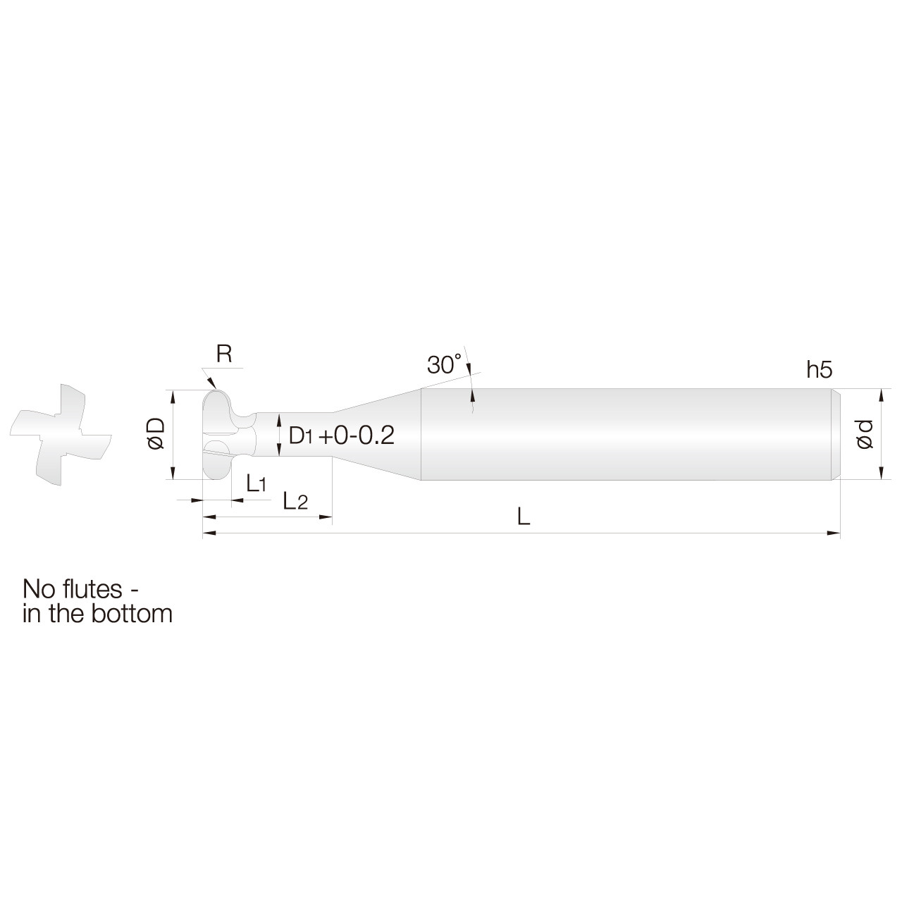 10mm Diameter Full Radius TSlot Cutter