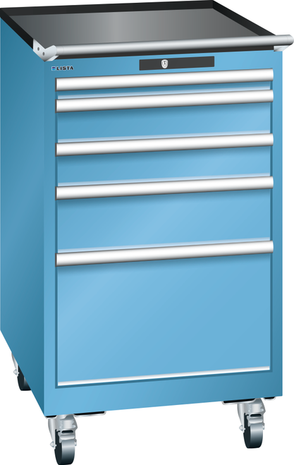 Drawer cabinet mobile  (WxDxH) 564x725x990mm 5 drawers (1x50/2x100/1x150/1x300) 75kg nylon castors Ø100mm