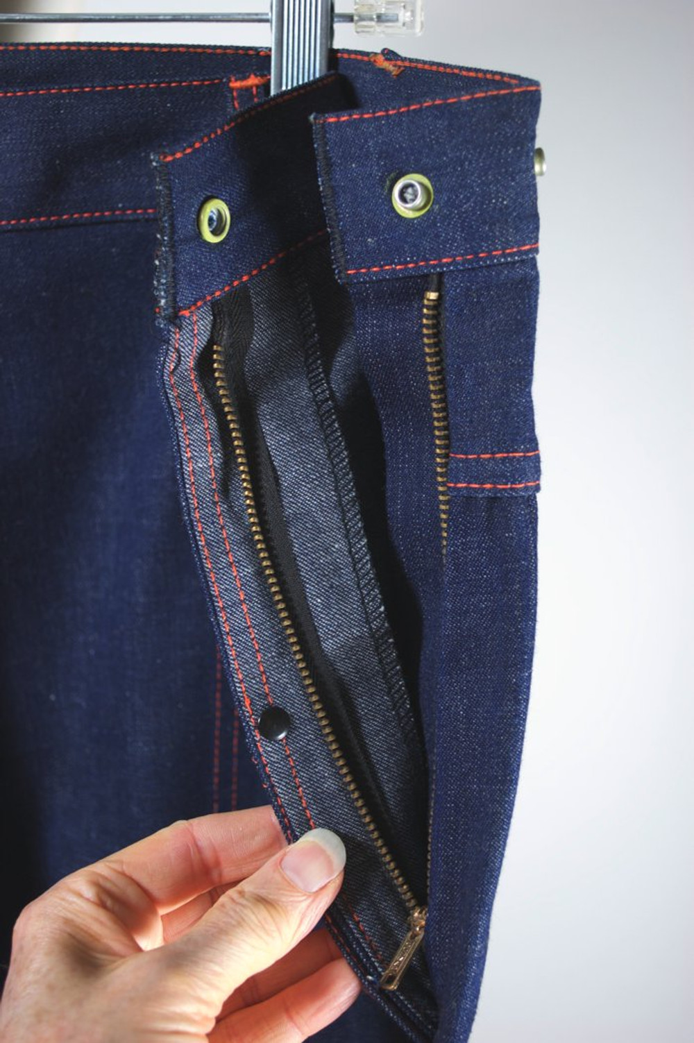 Deadstock 1950s side zip denim jeans workwear ladies L 38 waist