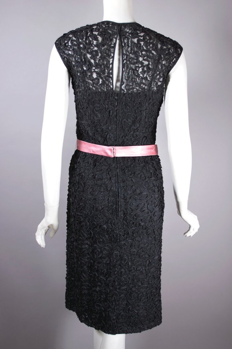 black dress with pink belt