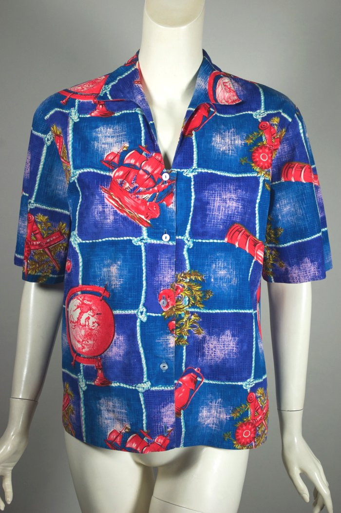 1960s Trompe L'oeil Baskets Blouse | medium/large