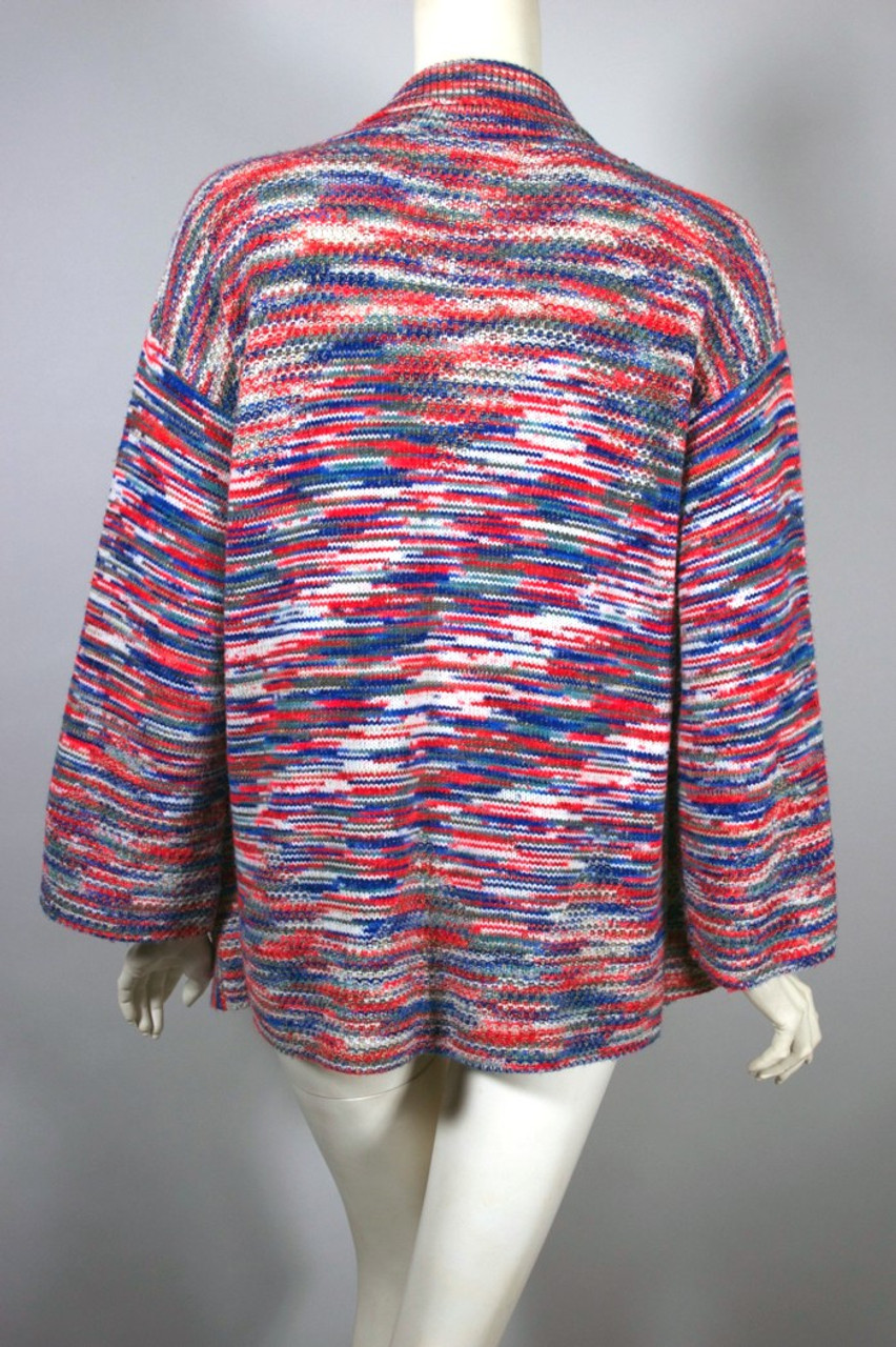 1970s cardigan Jantzen space-dyed red blue | S-M