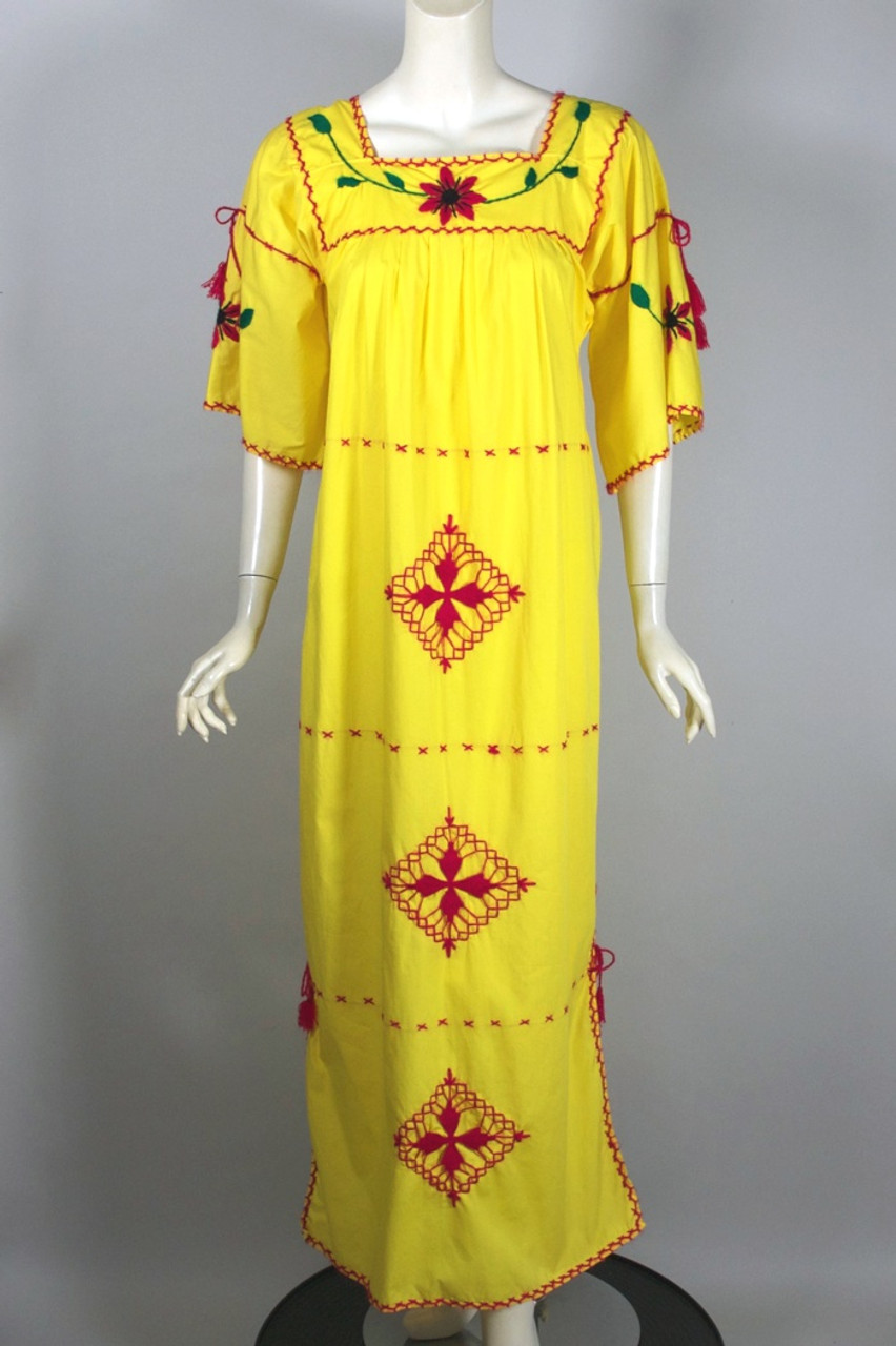 Blue & Yellow Modern Traditional Dress - Marisela Veludo - Fashion Designer
