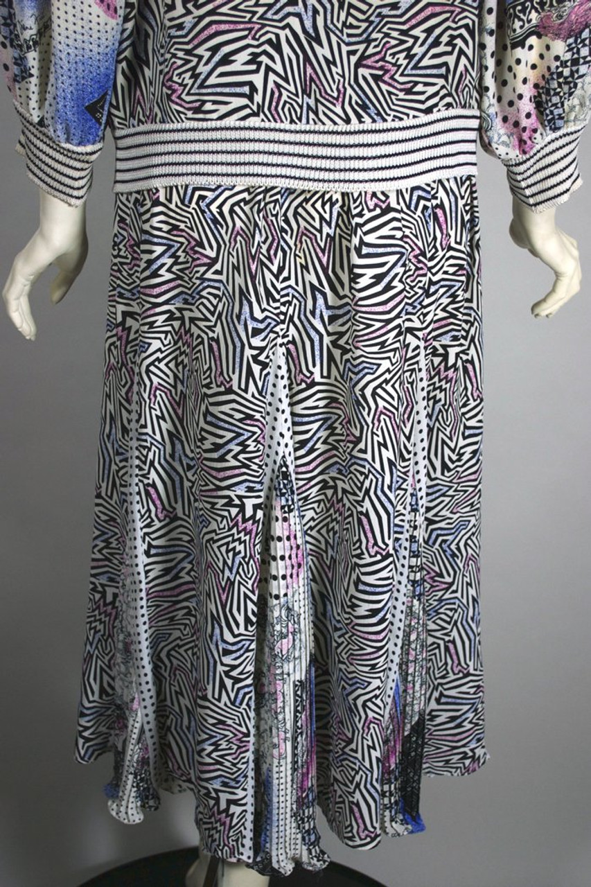 Diane Freis dress novelty print 80s 2-piece set | M