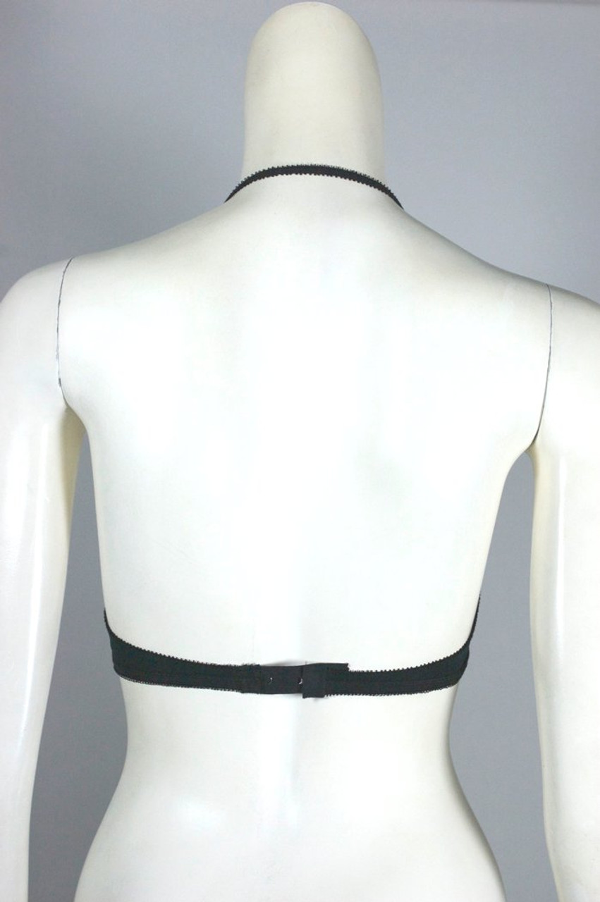 Black halter style 70s bra wireless jersey knit XS to S size 30A to 34B