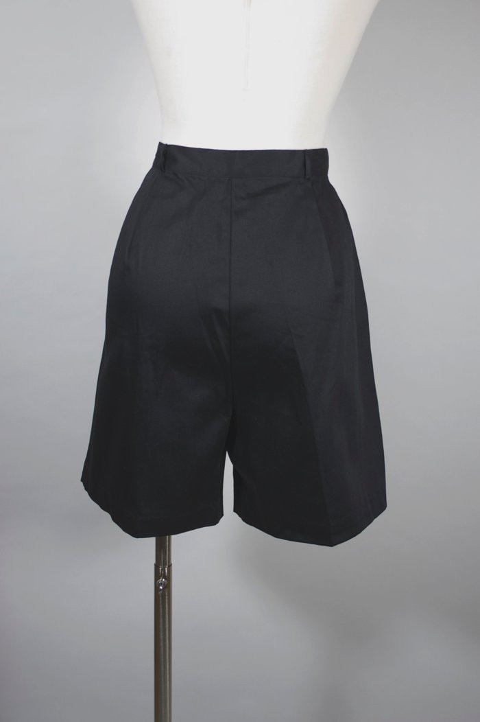 Black polished cotton shorts 1950s 1960s deadstock S