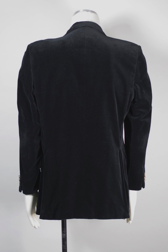 Black velvet mens suit jacket 70s disco dandy M 40