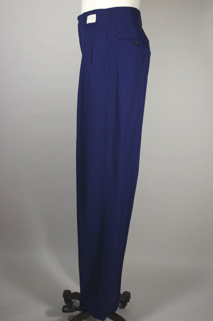 Blue rayon gabardine 1940s 50s mens pant Hollywood waist 36
