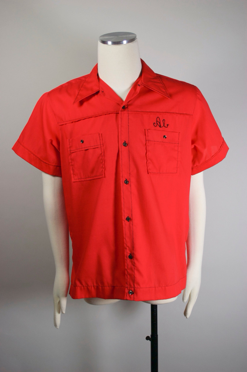 60s〜70s California Bowling Shirt Vintage 1960s Fastline MCM Racing Team California Bowling