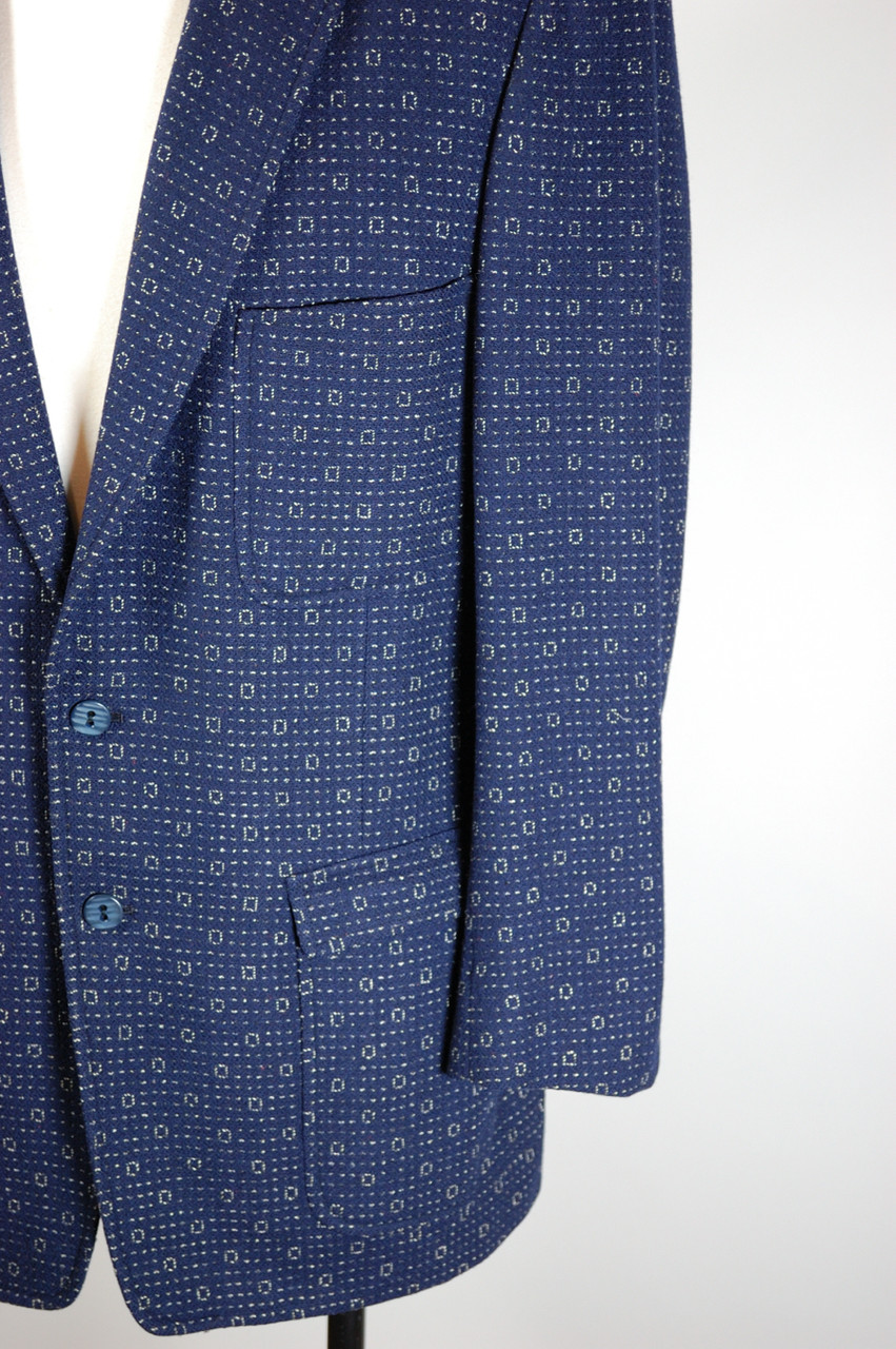 Navy wool atomic squares 1950s rockabilly men's sport jacket M 38