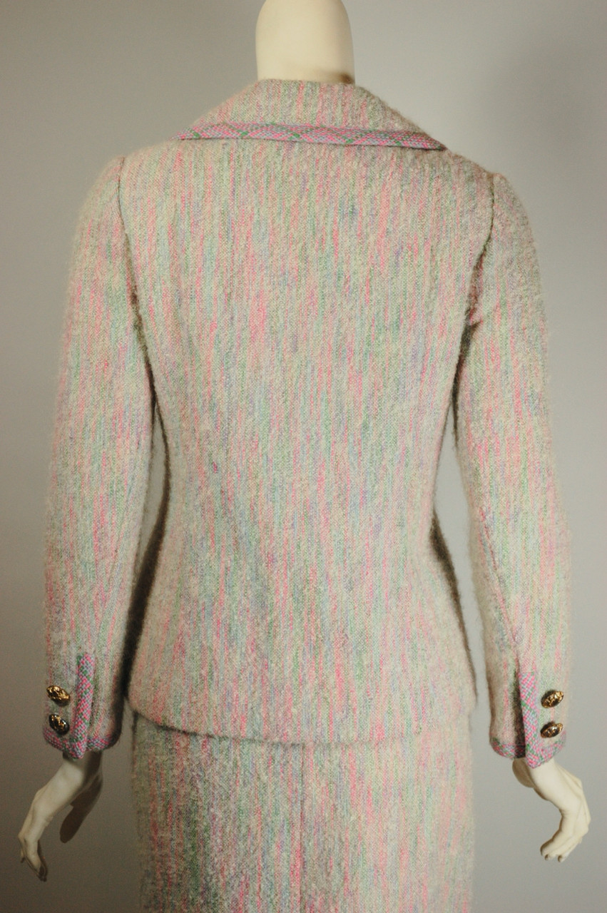 Originala spring pastels colorful 1960s tweed wool skirt suit XS