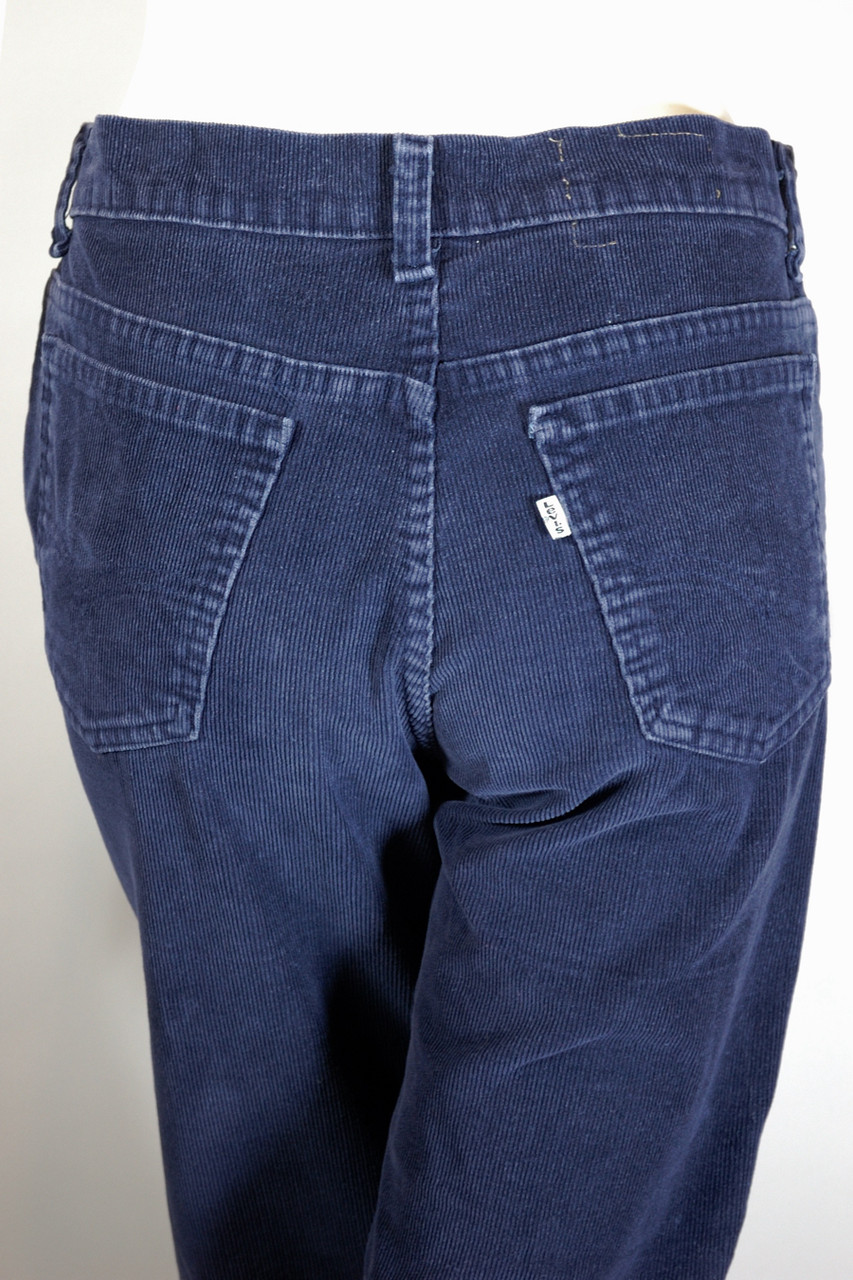 Navy corduroy Levi's straight-leg jeans 70s 80s 31 X 26 cropped S