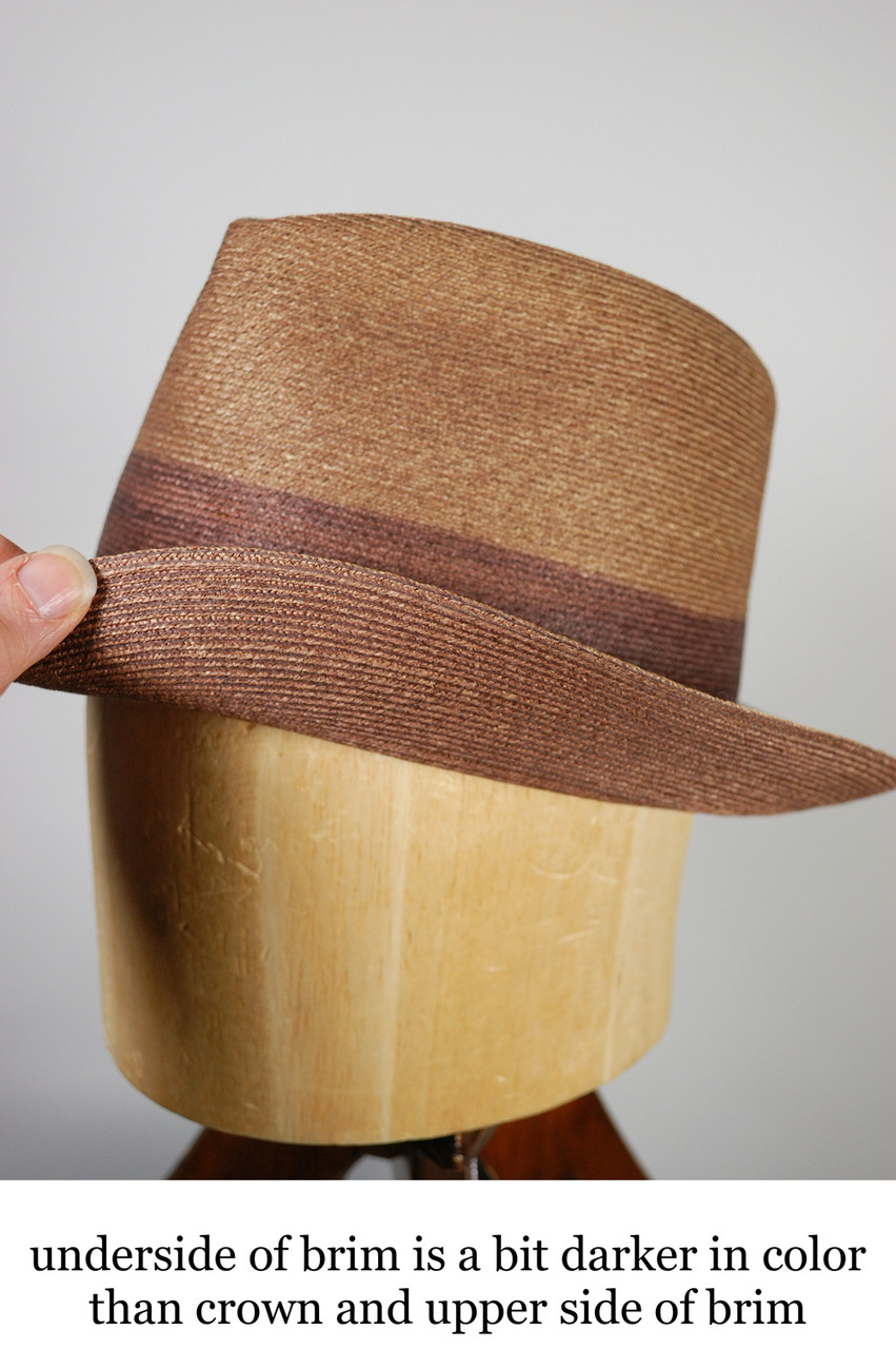 Cocoa brown Milan straw 1950s 60s mens fedora hat Adam size 7 1/8