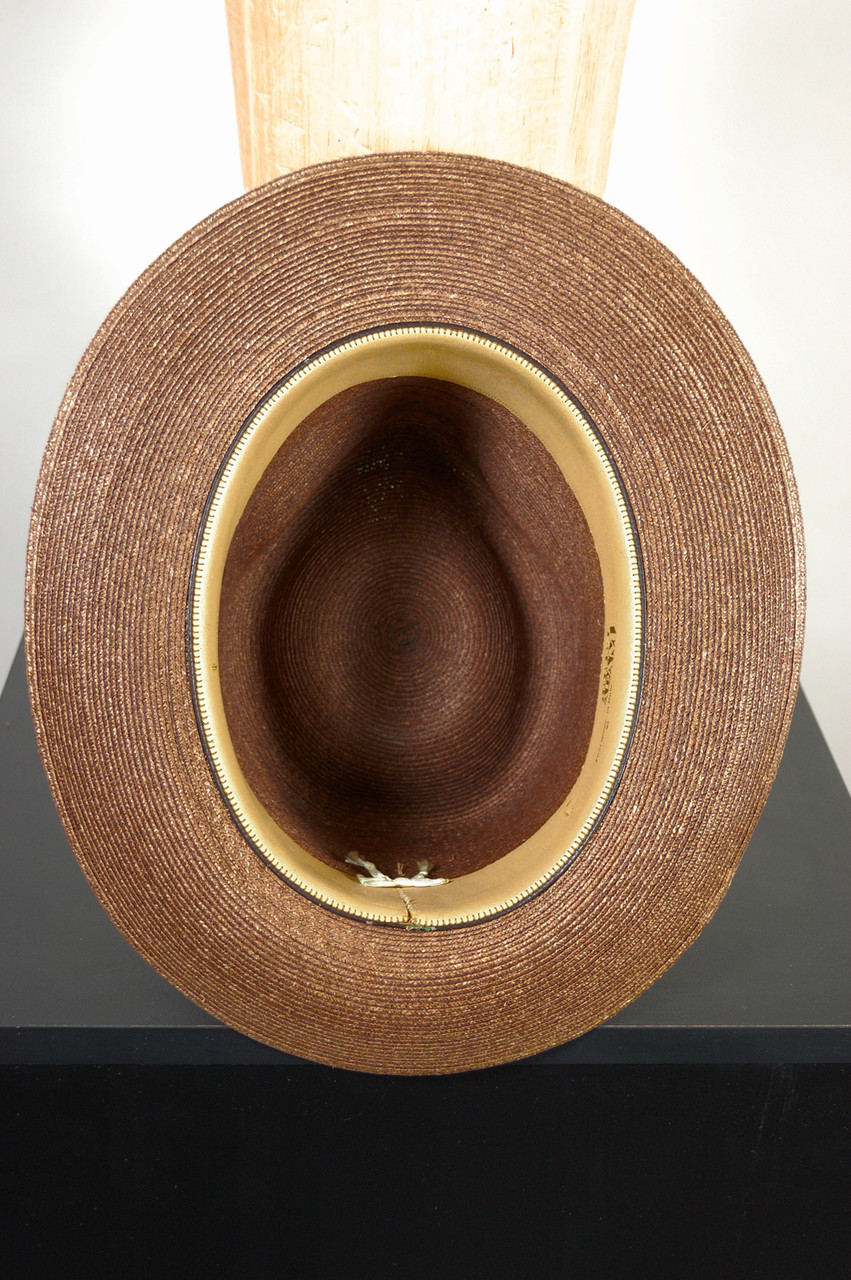 Cocoa brown Milan straw 1950s 60s mens fedora hat Adam size 7 1/8