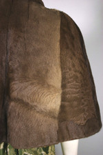 Brown Astrakhan caracul karakul lamb fur stole 1950s capelet