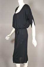 vintage Becky Bisoulis draped black jersey 1980s dress size XXS
