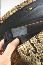 Chain shoulder strap 70s bag snakeskin cream brown envelope clutch