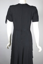 Femme fatale film noir style 1940s dress black rayon crepe XS 26 waist