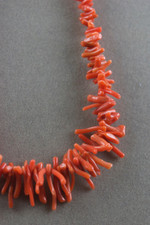 vintage orange branch coral choker necklace 1950s single strand beads