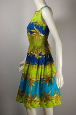 Tori Richard Hawaiian dress 1950s 1960s XS tropical rococo border print sundress
