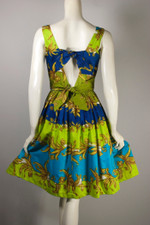 Tori Richard Hawaiian dress 1950s 1960s XS tropical rococo border print sundress