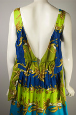 Tori Richard Hawaiian dress 1950s 1960s XS tropical rococo border print sundress