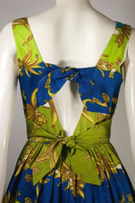 Tori Richard Hawaiian dress 1950s 1960s XS tropical rococo border print sundress