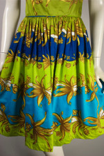 Tori Richard Hawaiian dress 1950s 1960s XS tropical rococo border print sundress