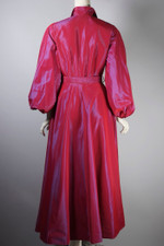 1950s pinup lingerie dressing gown fancy robe size XS-S fuchsia pink taffeta 25-26 inch waist