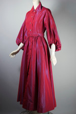 1950s pinup lingerie dressing gown fancy robe size XS-S fuchsia pink taffeta 25-26 inch waist