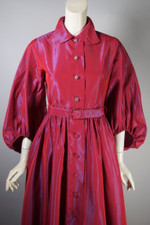 1950s pinup lingerie dressing gown fancy robe size XS-S fuchsia pink taffeta 25-26 inch waist