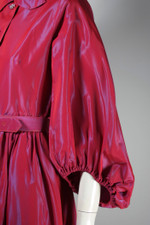 1950s pinup lingerie dressing gown fancy robe size XS-S fuchsia pink taffeta 25-26 inch waist
