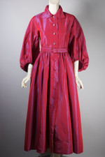1950s pinup lingerie dressing gown fancy robe size XS-S fuchsia pink taffeta 25-26 inch waist