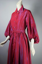 1950s pinup lingerie dressing gown fancy robe size XS-S fuchsia pink taffeta 25-26 inch waist