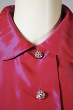 1950s pinup lingerie dressing gown fancy robe size XS-S fuchsia pink taffeta 25-26 inch waist